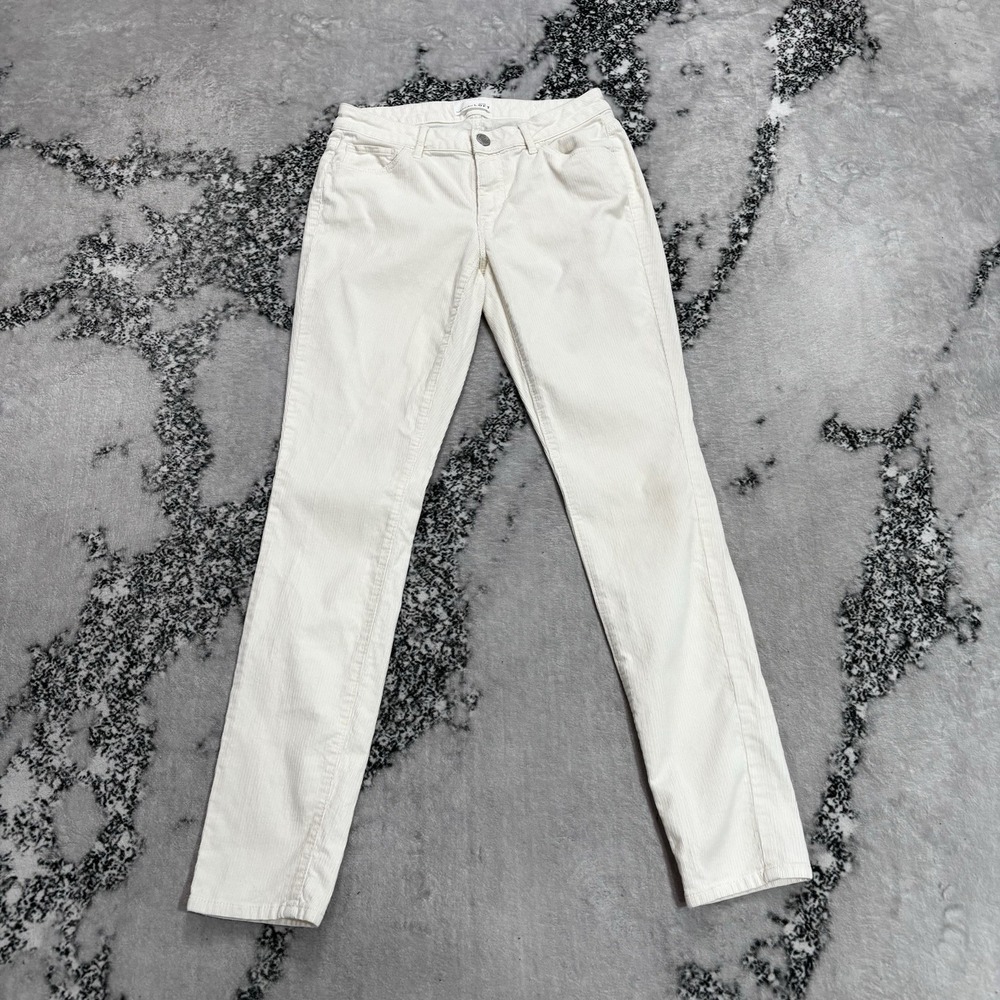 Ann Taylor LOFT Curvy Skinny Women's Size 2/26 Ivory White Corduroy Pants